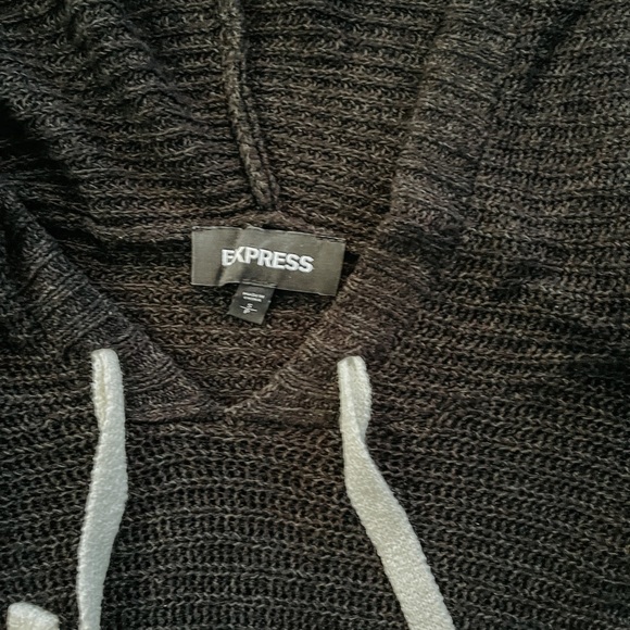 Express | Small Long Sleeve Black & White Knit Sweat Shirt - Picture 2 of 2